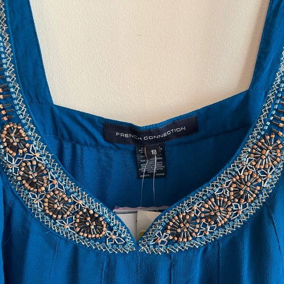 French Connection Size 10 Ocean blue silk camisole with beading throughout. - Picture 3 of 16